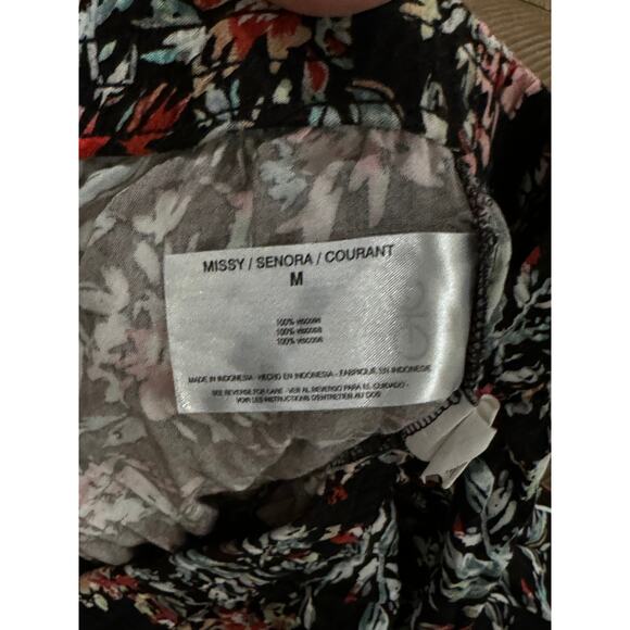 Jessica Simpson Black Floral Pull On Pants Pockets Ankle - Women's Size M - Picture 10 of 10